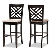 Baxton Studio Jason Modern and Contemporary Sand Fabric Upholstered and Espresso Brown Finished Wood 2-Piece Bar Stool Set
